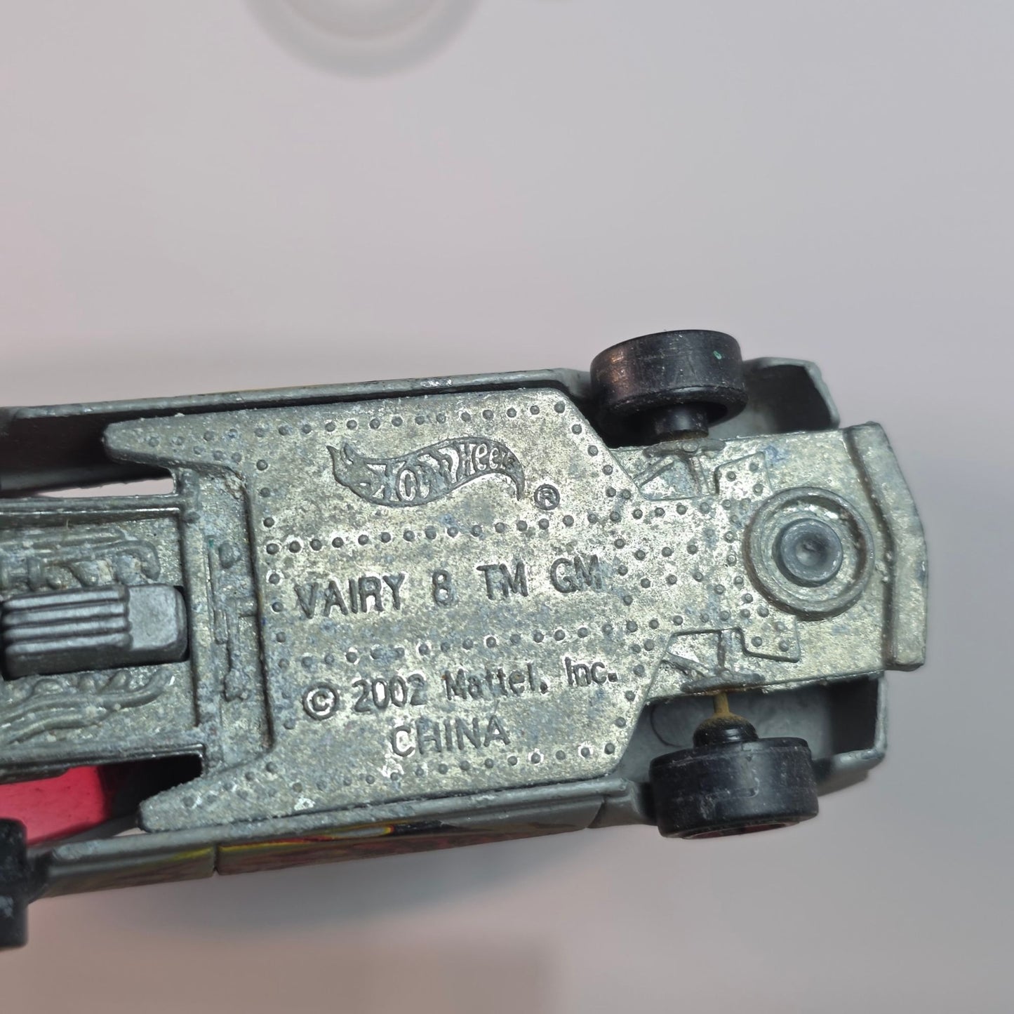 Vintage Hot Wheels Vairy 8 2002 Gray W/ Red Flames Loose Die-Cast Car #11 First Editions