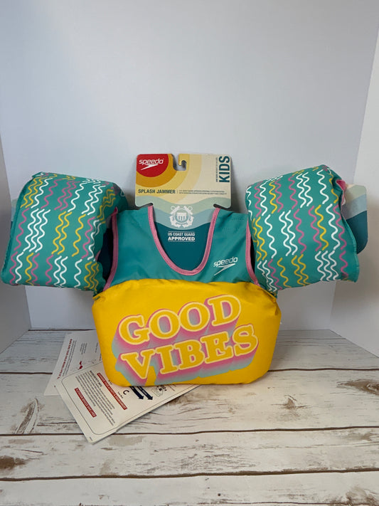 NWT New Kids Speedo Splash Jammer Good Vibes 33-55lbs PFD