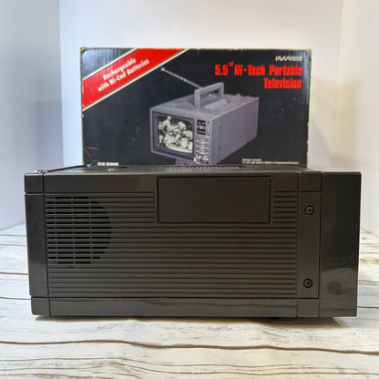 Vintage 1989 IMA 5.5” Hi-Tech Portable Television Black & White TV 55RWB