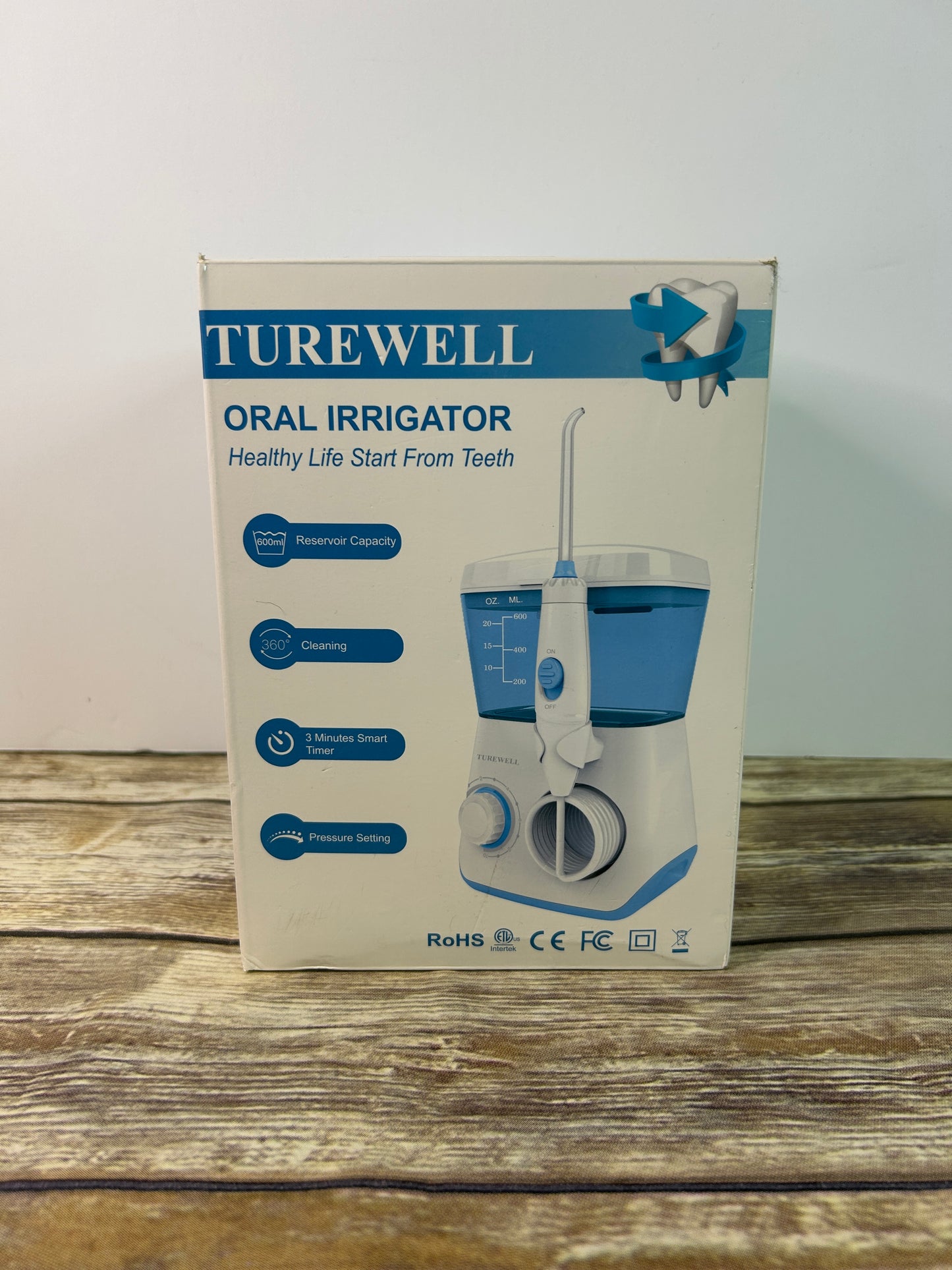 TUREWELL Water Flossing Oral Irrigator, 600ML Dental Cleaner 10 Adjustable Pressure