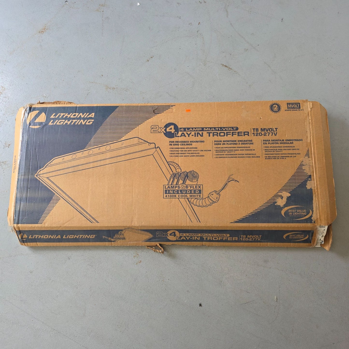 Lithonia Lighting 2x4 4-Lamp Multi-Volt Lay-In Troffer T8 MVOLT 120-277V