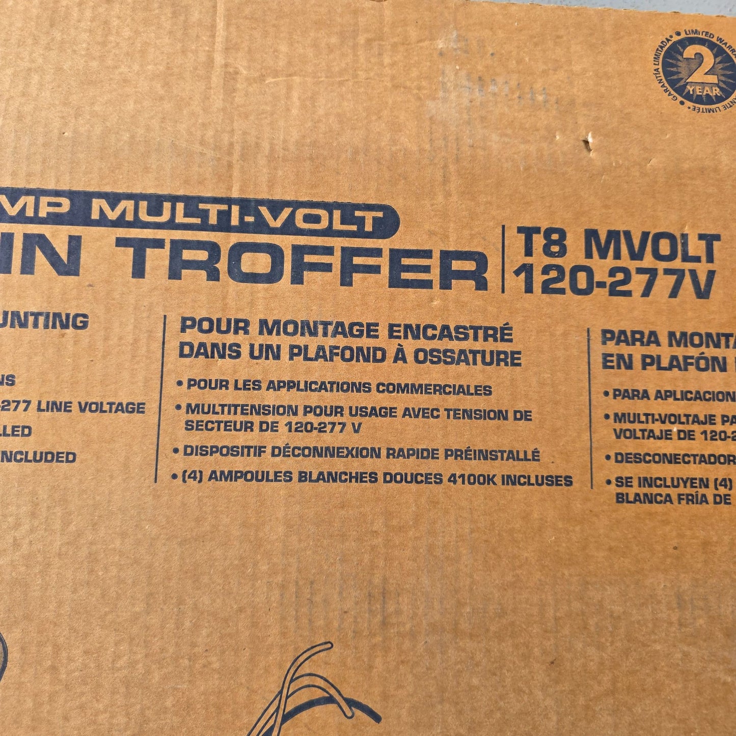 Lithonia Lighting 2x4 4-Lamp Multi-Volt Lay-In Troffer T8 MVOLT 120-277V