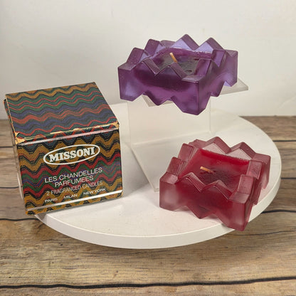 Missoni Les Chandelies Parfumees Zigzag Candles 2-Pack Rouge & Violette 1.2" Each One Candle Damaged