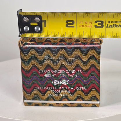 Missoni Les Chandelies Parfumees Zigzag Candles 2-Pack Rouge & Violette 1.2" Each One Candle Damaged