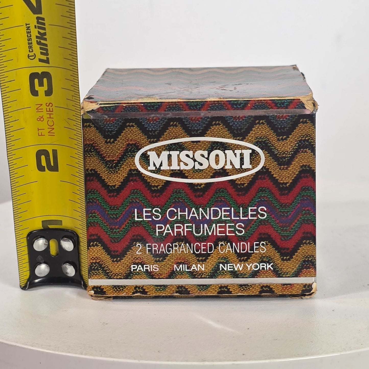Missoni Les Chandelies Parfumees Zigzag Candles 2-Pack Rouge & Violette 1.2" Each One Candle Damaged