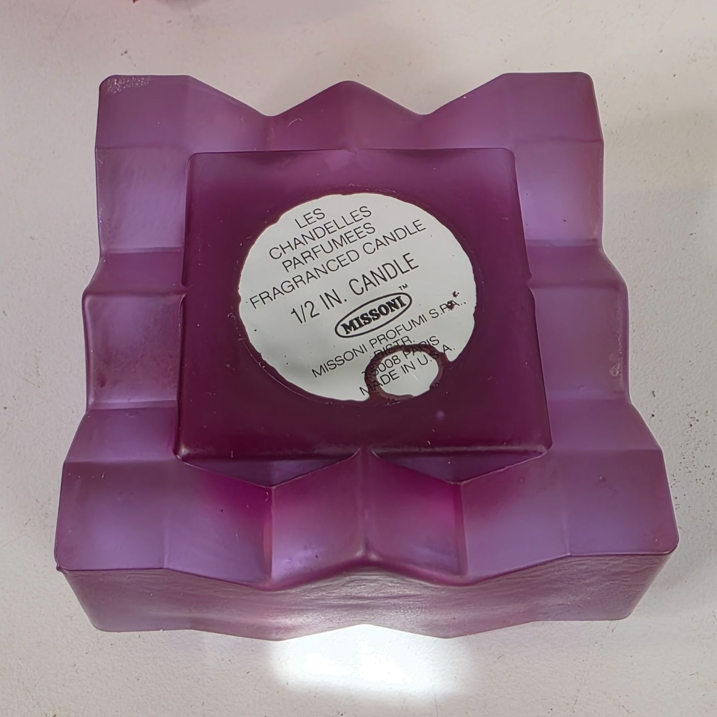 Missoni Les Chandelies Parfumees Zigzag Candles 2-Pack Rouge & Violette 1.2" Each One Candle Damaged