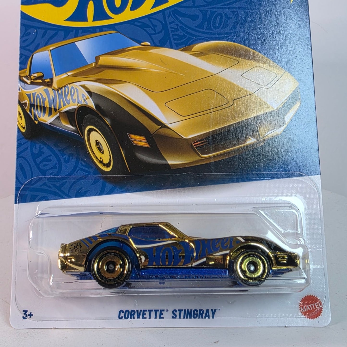 Corvette Stingray * CHASE * 2025 Hot Wheels 58th Anniversary Blue & Gold Chrome