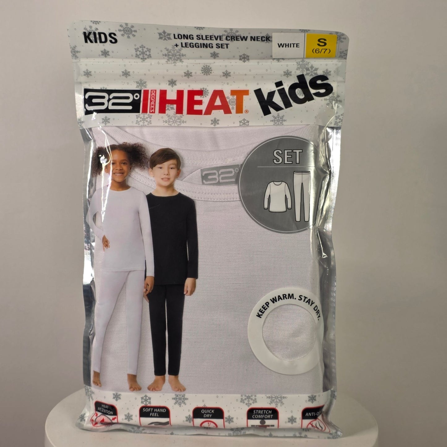 32 Degrees Heat Kids Long Sleeve Crew Neck & Legging Set White Size S
