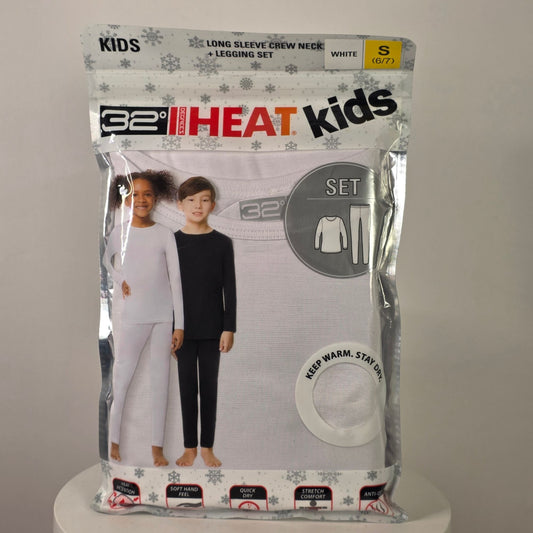32 Degrees Heat Kids Long Sleeve Crew Neck & Legging Set White Size S
