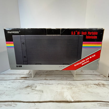 Vintage 1989 IMA 5.5” Hi-Tech Portable Television Black & White TV 55RWB
