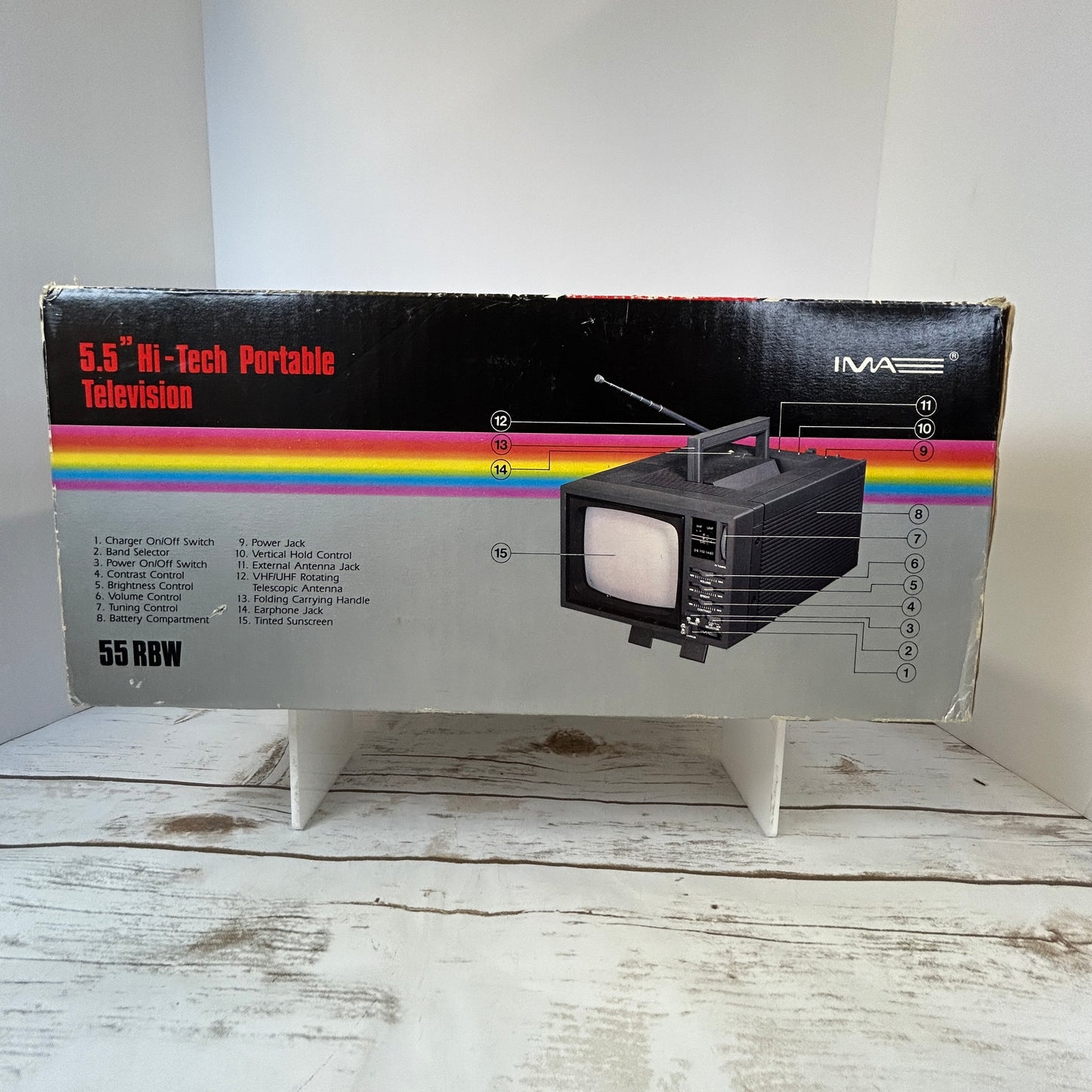 Vintage 1989 IMA 5.5” Hi-Tech Portable Television Black & White TV 55RWB