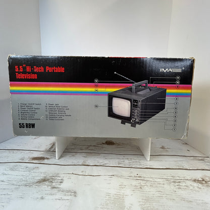 Vintage 1989 IMA 5.5” Hi-Tech Portable Television Black & White TV 55RWB