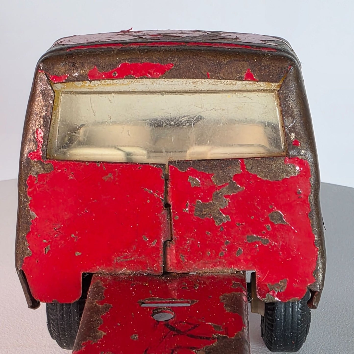 Vintage Tonka Metal Semi Truck Toy Red Rusted Patina Collectible 6 Wheels