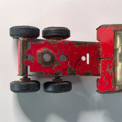 Vintage Tonka Metal Semi Truck Toy Red Rusted Patina Collectible 6 Wheels
