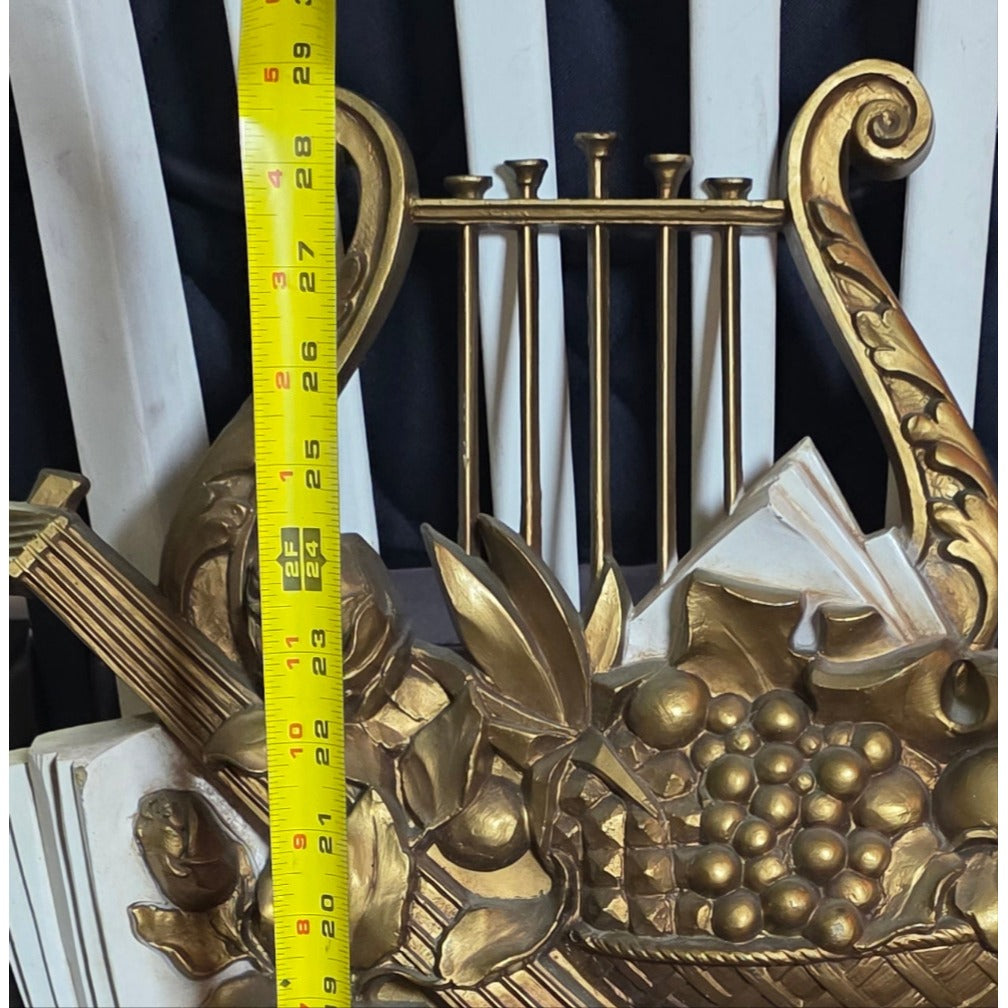 Vtg 1971 Syroco Gold Musical Wall Plaque Lute Lyre Mandolin Decor #7236