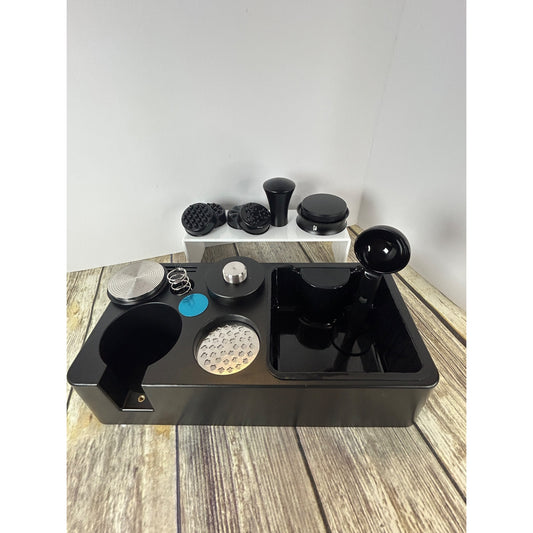 8 In 1 Espresso Knock Box & Organizer For 51MM/54MM/58MM Tamper Distributor & Portafilter With ABS Station Base