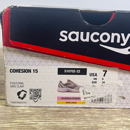 Saucony Cohesion 15 Fog/Coral S10702-22 Women’s 7 Wide