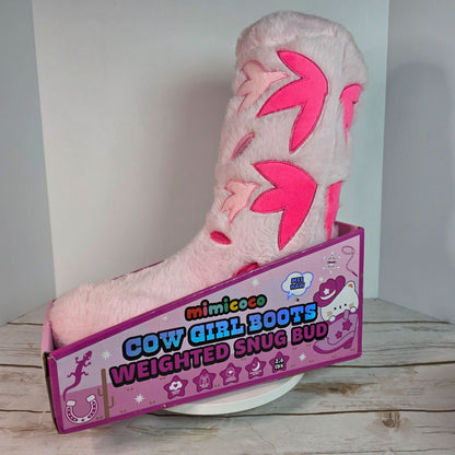 Mimicoco Cowgirl Boots Weighted Snug Bud Plush Pillow 2.6 Lbs Stress Support Pink