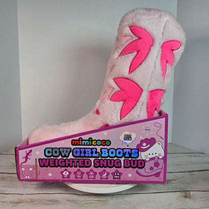 Mimicoco Cowgirl Boots Weighted Snug Bud Plush Pillow 2.6 Lbs Stress Support Pink