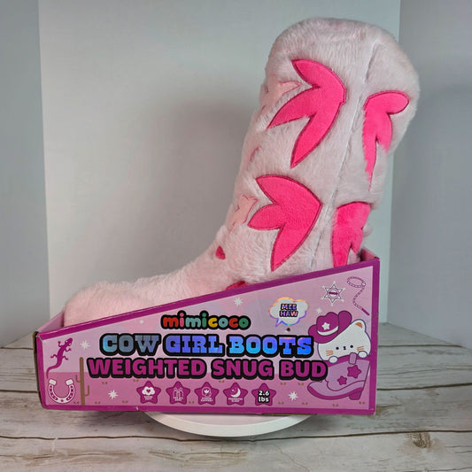 Mimicoco Cowgirl Boots Weighted Snug Bud Plush Pillow 2.6 Lbs Stress Support Pink