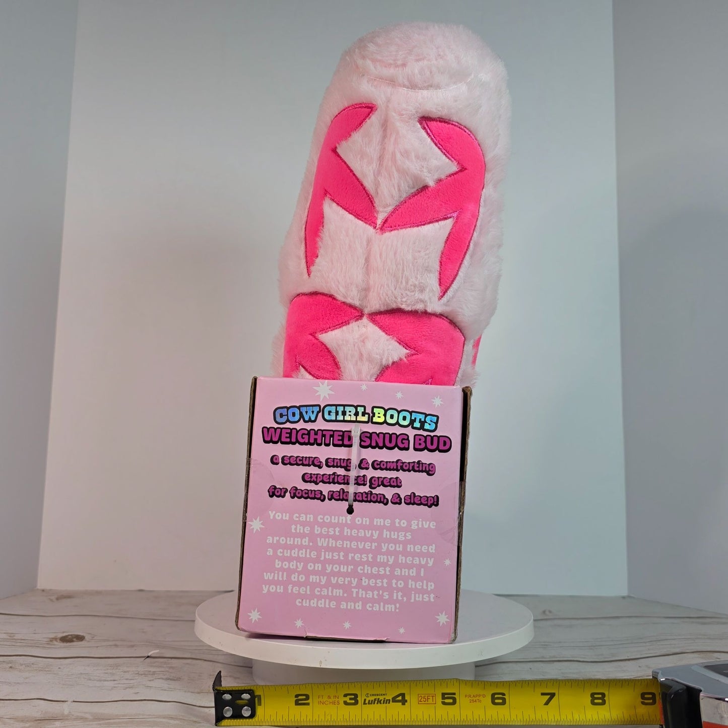 Mimicoco Cowgirl Boots Weighted Snug Bud Plush Pillow 2.6 Lbs Stress Support Pink
