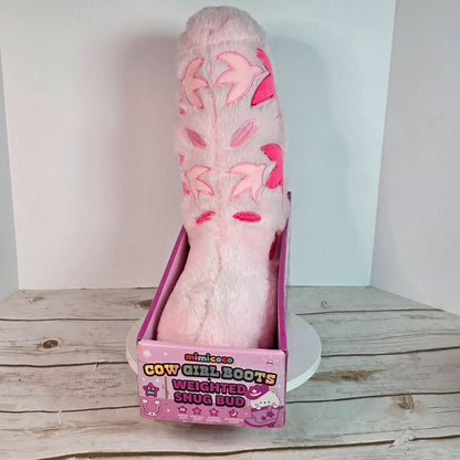Mimicoco Cowgirl Boots Weighted Snug Bud Plush Pillow 2.6 Lbs Stress Support Pink