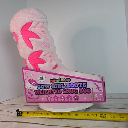 Mimicoco Cowgirl Boots Weighted Snug Bud Plush Pillow 2.6 Lbs Stress Support Pink