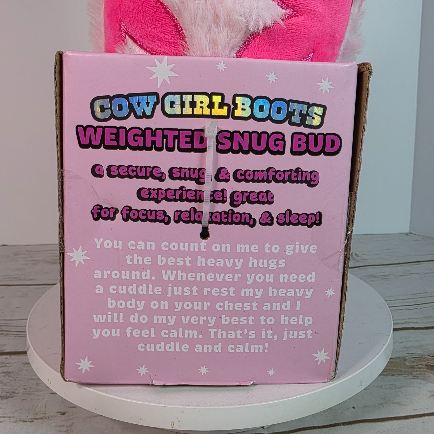Mimicoco Cowgirl Boots Weighted Snug Bud Plush Pillow 2.6 Lbs Stress Support Pink
