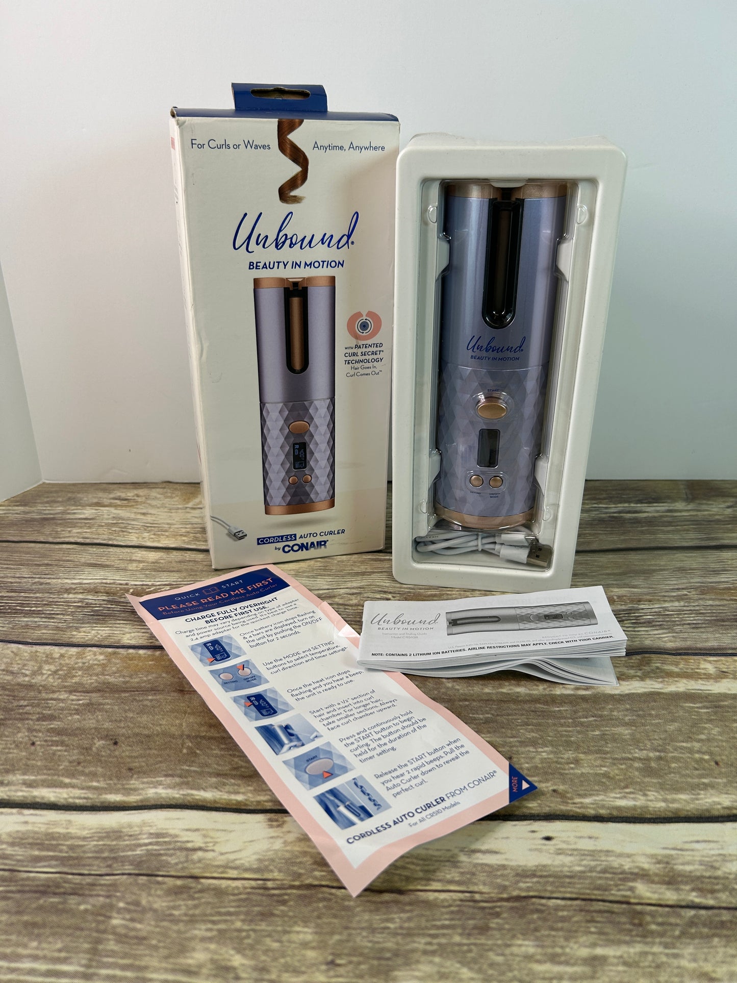 Conair Unbound Cordless Auto Curler - Rechargeable Auto Curler For Curls or Waves