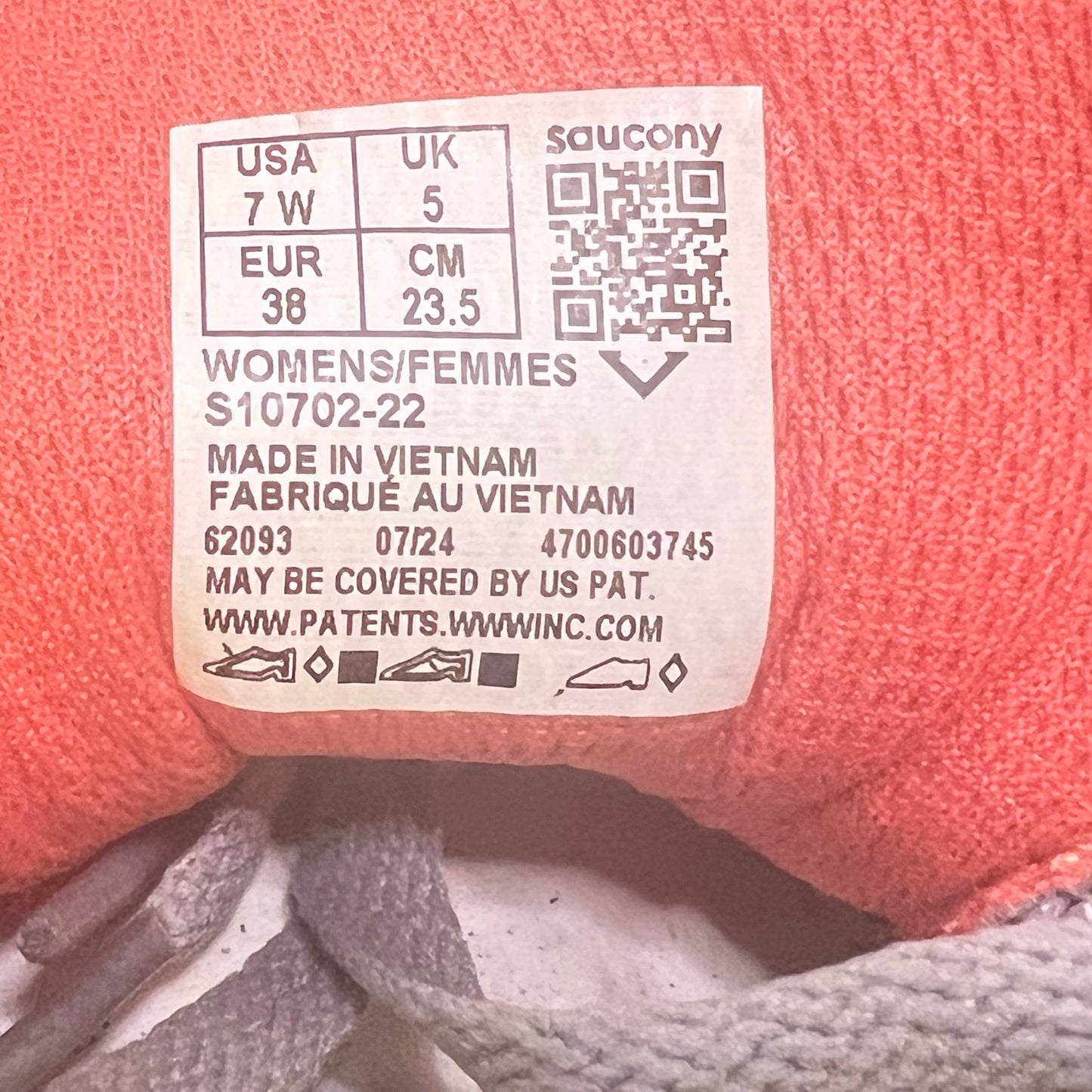 Saucony Cohesion 15 Fog/Coral S10702-22 Women’s 7 Wide