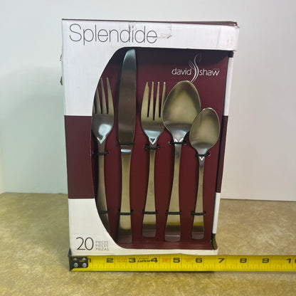 New NIB David Shaw Splendide 20 Piece Stainless Steel Flatware Set Style# 9850504