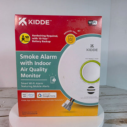 Kidde Smoke Alarm With Indoor Air Quality Monitor Wi-Fi Smart Alarm Mobile Alerts Alexa & Google Home Compatible 10-Year Battery