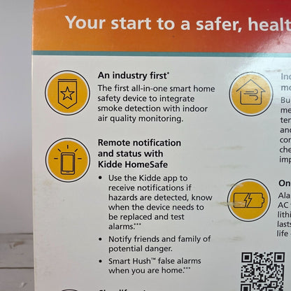 Kidde Smoke Alarm With Indoor Air Quality Monitor Wi-Fi Smart Alarm Mobile Alerts Alexa & Google Home Compatible 10-Year Battery