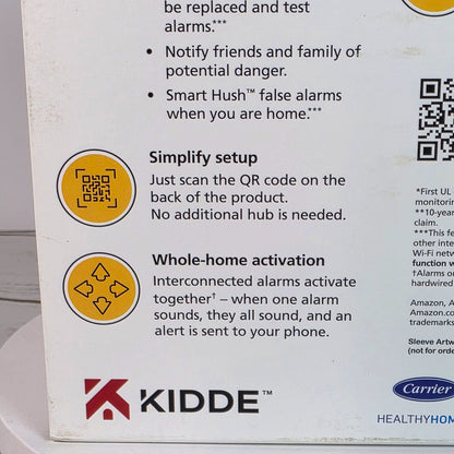 Kidde Smoke Alarm With Indoor Air Quality Monitor Wi-Fi Smart Alarm Mobile Alerts Alexa & Google Home Compatible 10-Year Battery