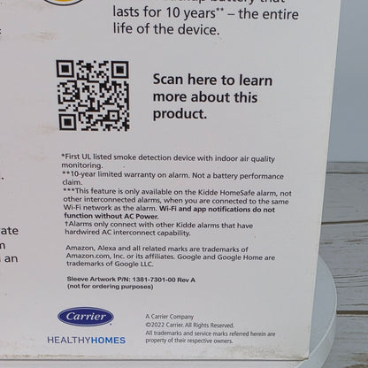 Kidde Smoke Alarm With Indoor Air Quality Monitor Wi-Fi Smart Alarm Mobile Alerts Alexa & Google Home Compatible 10-Year Battery