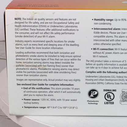 Kidde Smoke Alarm With Indoor Air Quality Monitor Wi-Fi Smart Alarm Mobile Alerts Alexa & Google Home Compatible 10-Year Battery