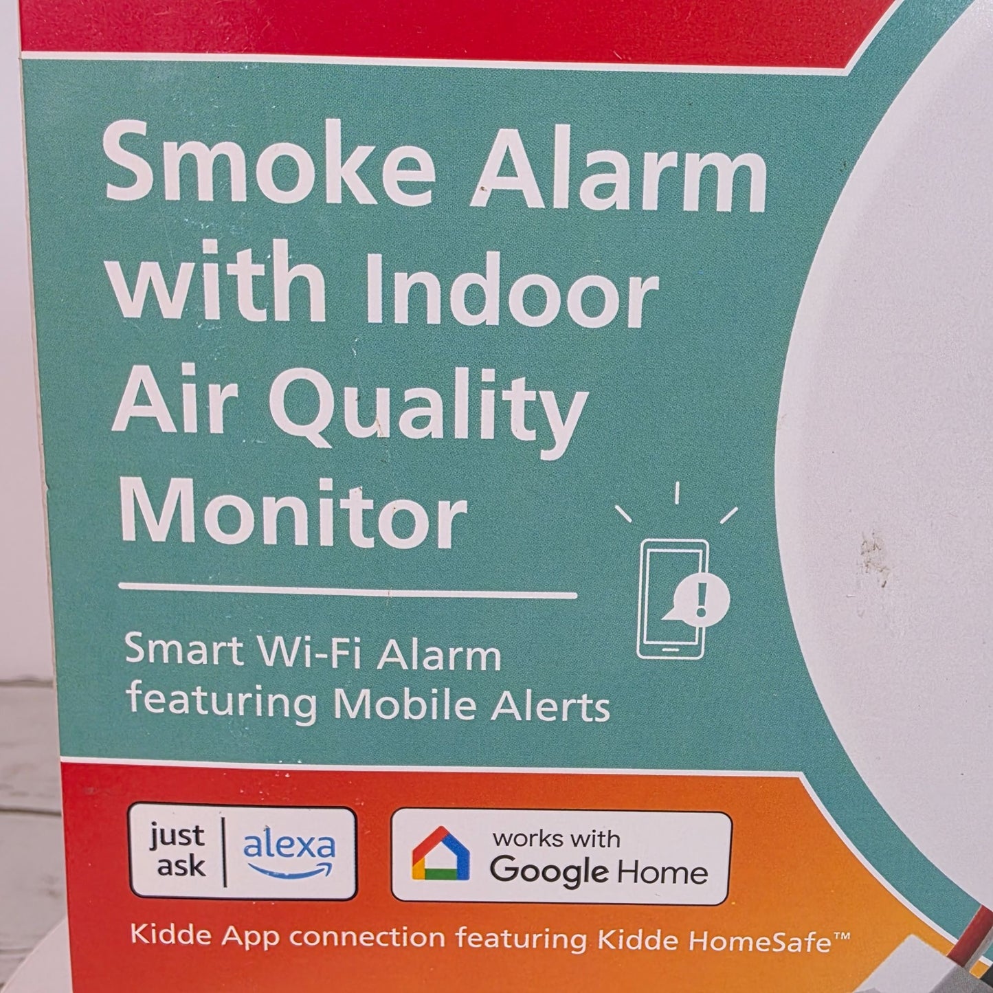Kidde Smoke Alarm With Indoor Air Quality Monitor Wi-Fi Smart Alarm Mobile Alerts Alexa & Google Home Compatible 10-Year Battery