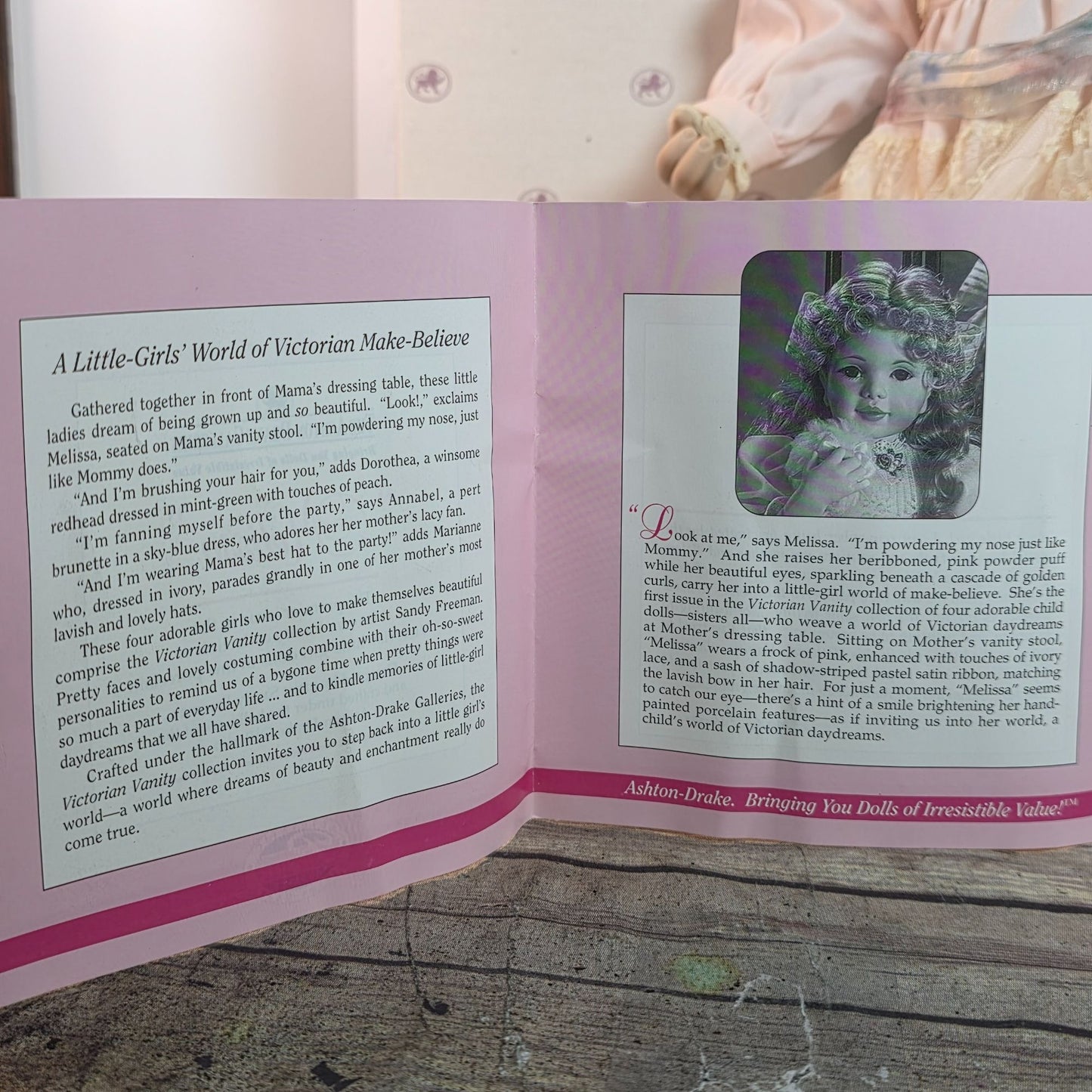 Melissa Victorian Vanity Porcelain Doll By Sandy Freeman With Stand & COA