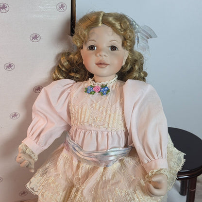 Melissa Victorian Vanity Porcelain Doll By Sandy Freeman With Stand & COA