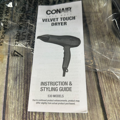 Conair Hair Dryer Velvet Touch 1875 Watts With Ionic & Tourmaline Ceramic Technology Includes Diffuser & Concentrator 3 Heat/2 Speed Setting