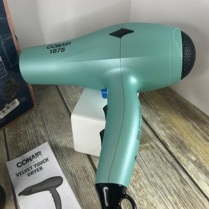Conair Hair Dryer Velvet Touch 1875 Watts With Ionic & Tourmaline Ceramic Technology Includes Diffuser & Concentrator 3 Heat/2 Speed Setting