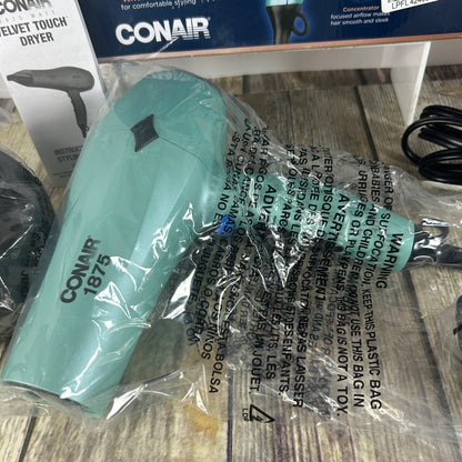 Conair Hair Dryer Velvet Touch 1875 Watts With Ionic & Tourmaline Ceramic Technology Includes Diffuser & Concentrator 3 Heat/2 Speed Setting