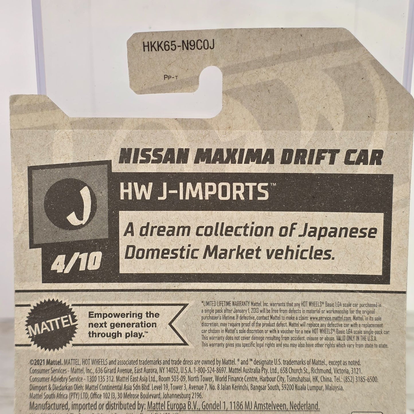 Hot Wheels HW J-Imports Nissan Maxima Drift Car 47/250 Limited Lifetime Warranty Die-Cast Blue & Red Details 3+