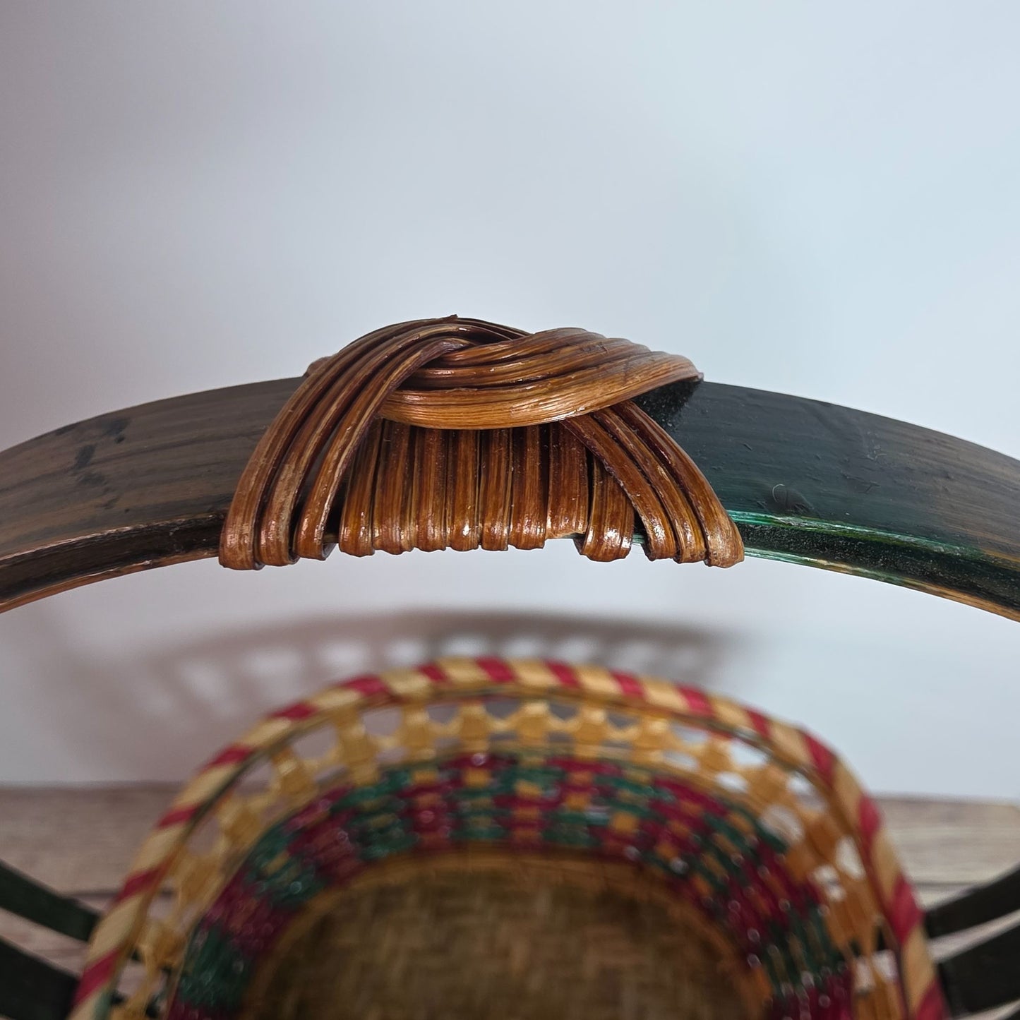 Handmade Multicolor Woven Basket With Handle