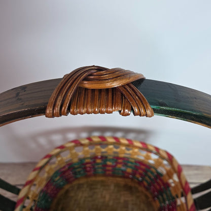 Handmade Multicolor Woven Basket With Handle