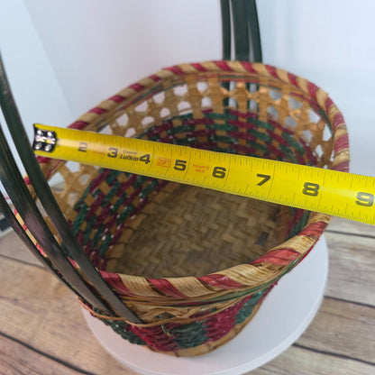 Handmade Multicolor Woven Basket With Handle