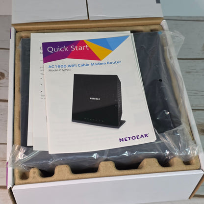 Netgear AC1600 WiFi Cable Modem Router C6250 Dual Band Gigabit - Up To 680 Mbps Speed