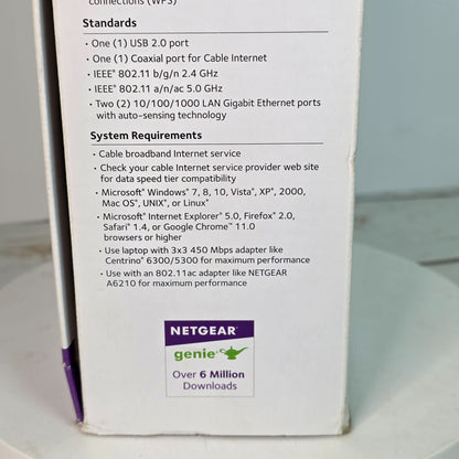 Netgear AC1600 WiFi Cable Modem Router C6250 Dual Band Gigabit - Up To 680 Mbps Speed