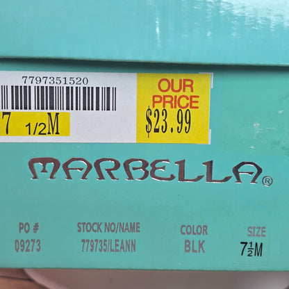 Marbella Womens Black Open-Toe Slingback Sandals  7.5M  All Man-Made Materials