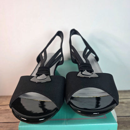 Marbella Womens Black Open-Toe Slingback Sandals  7.5M  All Man-Made Materials